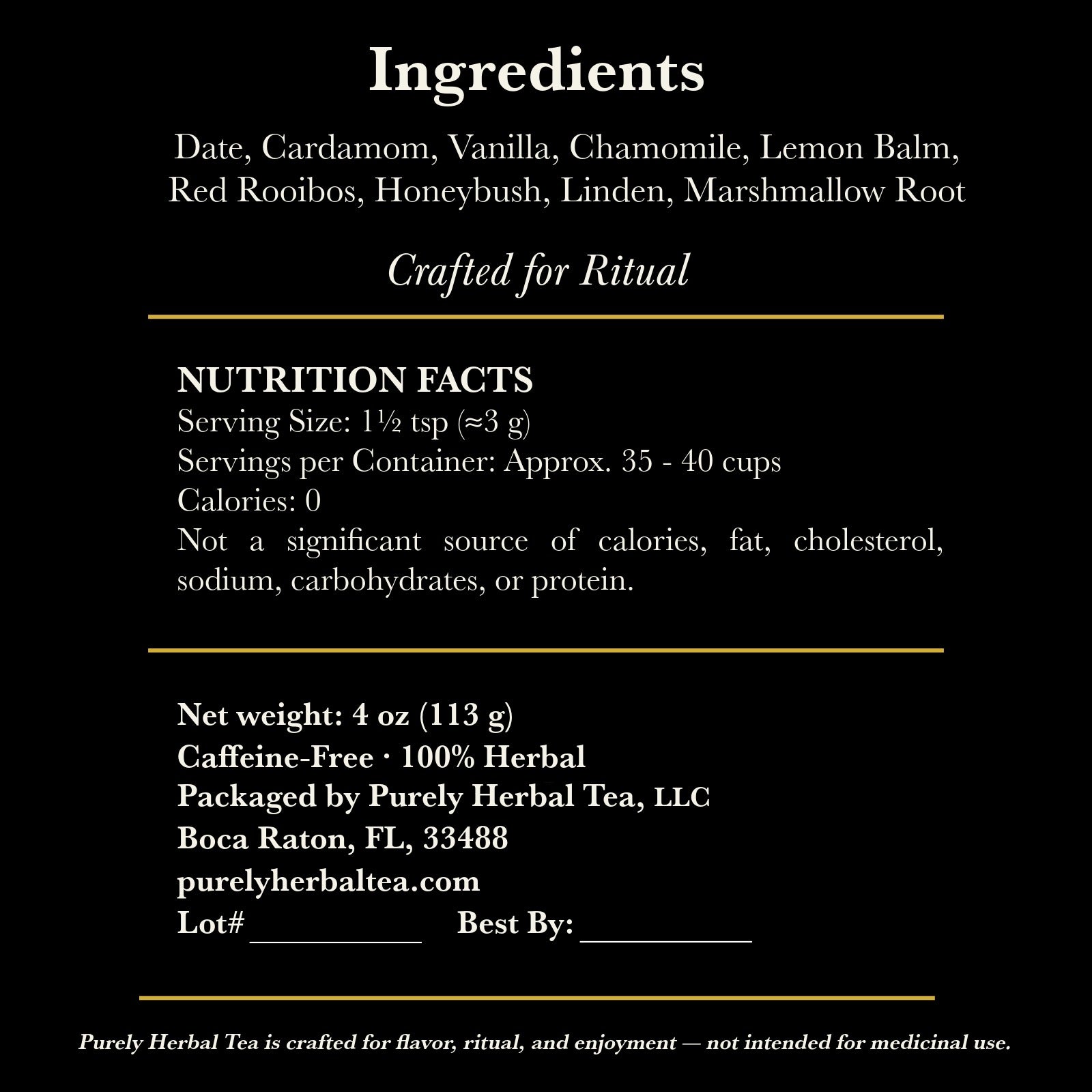 Moonlight Stillness™ — Velvet Amber | Evening Ritual Herbal Tea